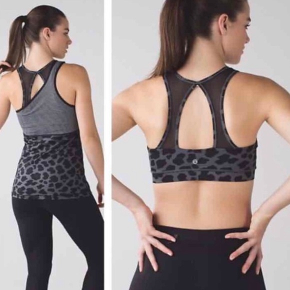NWT Lululemon Meshed Up Tank Size 4 Black Gray Cheetah Print - Picture 5 of 12